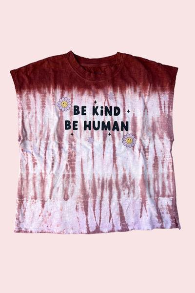 Upcycled Be Kind tee - Pink Tie Dye