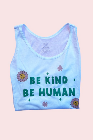 Upcycled Be Kind tank - White