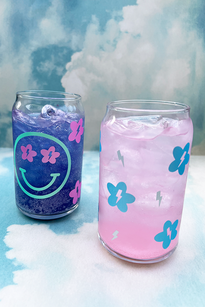 Smiley Iced Coffee Glass Smiley Glass Cup, Soda Can Glasses 16oz Glass Cups  With Smiley Faces, Happy Glass Cup With Reusable Straw Mason Jar 