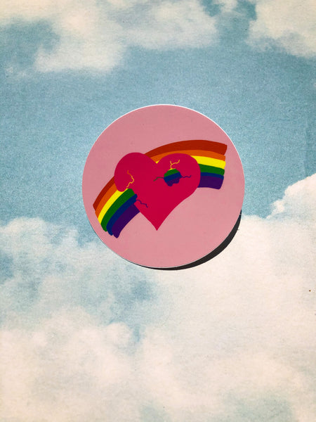 Rainbow Resilient Heart Sticker - Round