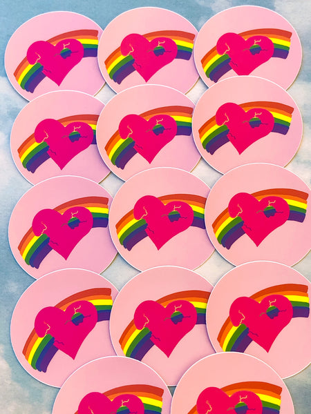 Rainbow Resilient Heart Sticker - Round